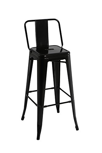 Kit Closet 5020519022 - taburete alto de metal con respaldo, negro, 95 x 43 x 43
