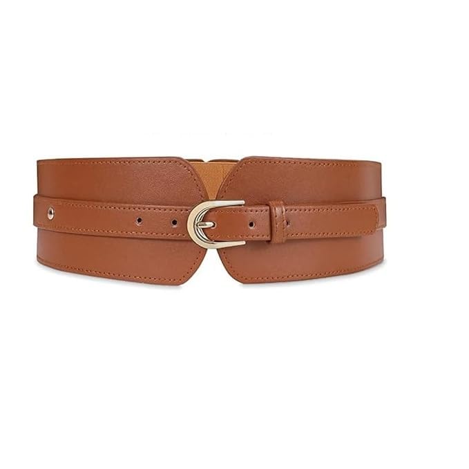 Women's Design Belt Interlocking Buckle Vintage Blouse Blazer Dress Belt Women's Stretchy Metal Adjustable Stylish Design Waist Belts Fashion PU Width Belt For Ladies (Multi Color)-image-5