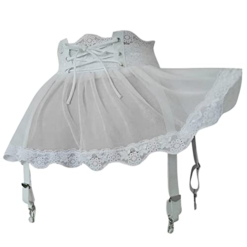 ROSVAJFY Mini Mesh Rock Sexy Strapsgürtel Damen Strumpfhalter Hohe Taille Dessous Kleid Reizwäsche mit 4 Clips, 2 Stücke Unterwäsche...