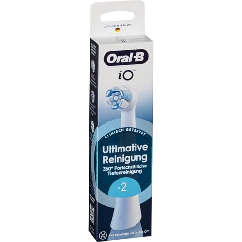 Oral-B iO Ultimate Cleaning - Testine di ricambio originali per spazzolini elettrici Oral-B iO, confezione da 2, colore: Bianco