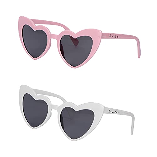 Retro Bride & Bachelorette Heart Glasses I 7 Pack I 1 Pair White Heart Sunglasses for Bride | 6 Pair Pink Heart Shaped Sunglasses I Bride Sunglasses | Bachelorette Sunglasses I Bachelorette Party Sunglasses