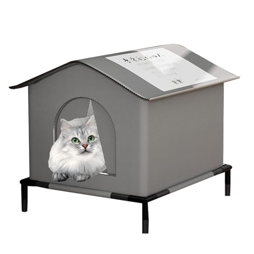 Yulokdwi Casa para Gatos Exterior - Caseta para Gatos Impermeable y Aislada,con Aislamiento Térmico Exterior para Jardín Garaje Balcón Patio