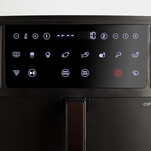 CREATE/FRYER AIR DUAL/Heißluftfritteuse 10L mit Trennwand Schwarz/Fassungsvermögen 7-8 Portionen, Multifunktionales Touch-Bedienfeld, Mit Trennwand, 10 vorinstallierte Programme, 2400 Watt – Bild 7