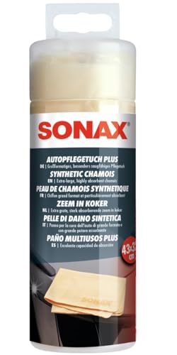 SONAX Paño Cuidado Automóvil Plus 43x32cm Material Duradero Resistente Químicos Aceites Grasas Limpieza sin Rayas