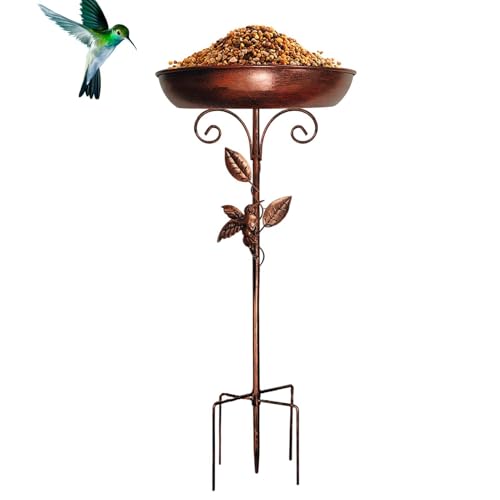 Baños de pájaros de metal vintage antioxidación para terraza exterior 2