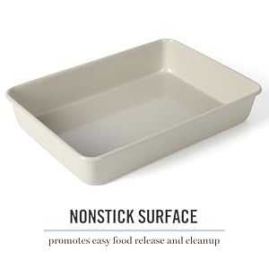 Martha Stewart Gallen 13 x 9 Inch Rectangular Nonstick Carbon Steel CakeBaking Pan Cool Grey