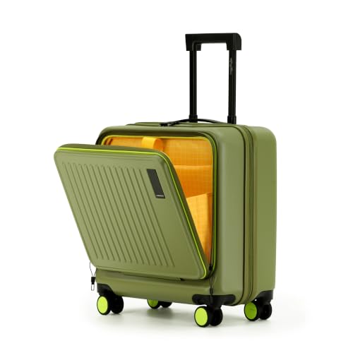 MOKOBARA Transit Cabin Overnighter 15.6 Inch Laptop Trolley 45cm 44L Green | German Polycarbonate Hardshell Dedicated Tech Compartment TSA Combination
