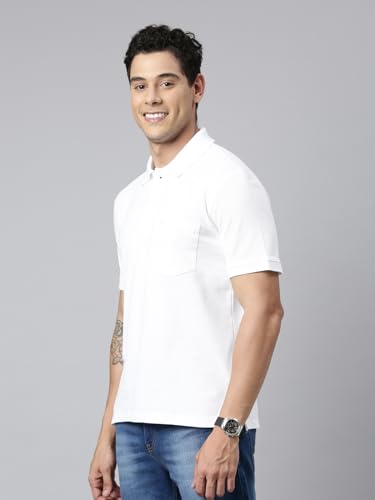 Image of Chennis Men Solid Polo Neck Pure Cotton T-Shirt