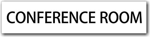 サインプレート 【 CONFERENCE ROOM 】 ホワイト (文字色 : 黒) アクリル2層板 粘着テープ付き UV対策品 レーザー彫刻 長方形 180mm×40mm×1.5mm おしゃれ スタイリッシュ 表示板 ルームプレート 室名プレート オフィ