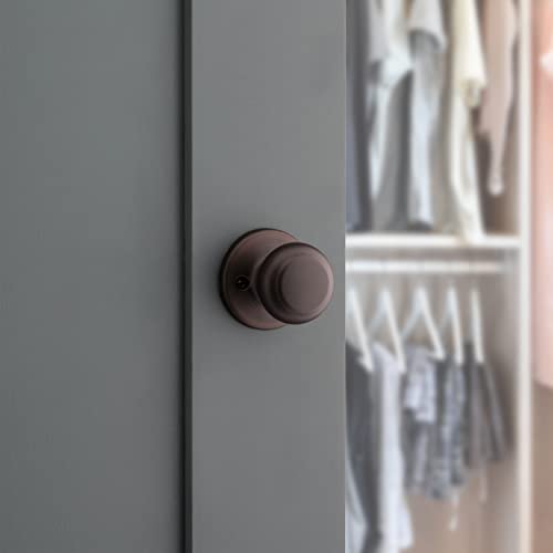 Image of Kwikset Cove Dummy Door Knob, Single Sided Handle for Closets, French Double Doors, and Pantry, Venetian Bronze Non-Turning Interior Push /Pull Door Knob