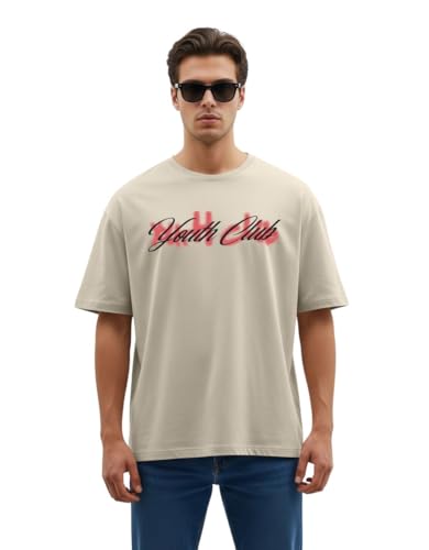 Image of Cotton Blend Oversized Baggy Fit Drop Shoulder Round Neck Graphic Printed Half Sleeve T-Shirt Combo for Men (Pack of 3)