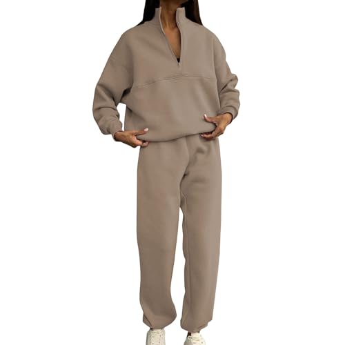 REITINGE Sudadera atlética con media cremallera para mujer y pantalones deportivos casuales de cintura alta para deportes e informal, traje de casa de manga larga