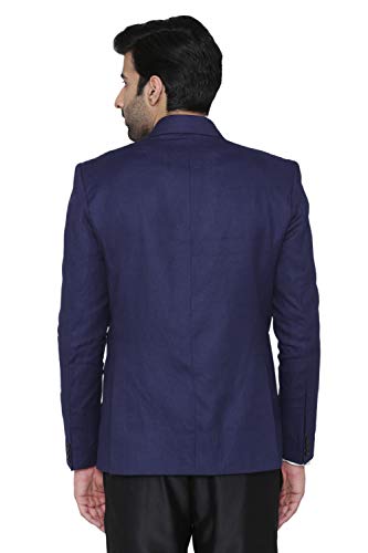 Image of WINTAGE Men's Linen Tailored Fit Solid Evening /Casual Blazer Coat Jacket : Black