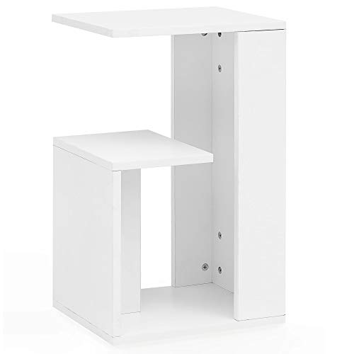 WOHNLING Mesa Auxiliar WL5.696 Sofá Cantilever de Madera Blanca de 35x29,5x60 cm de diseño | Mesita pequeña Moderna | Pequeña Mesa de café Cuadrada | Sofá Mesa Alta | Mesa Estrecha Sala de Estar Cover