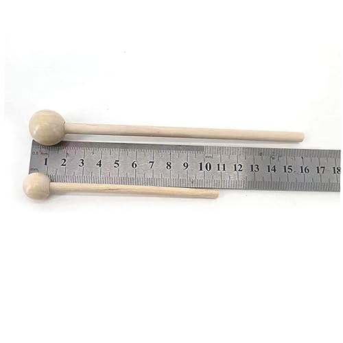 Par de baquetas de madera con cabeza redonda beige miniatura 4