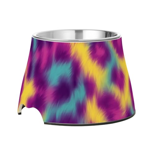 Ciotola per cibo per animali domestici con stampa leopardata, con supporto, in acciaio inox, ciotola per cani, gatti, conigli, uccelli, rallentare il cibo