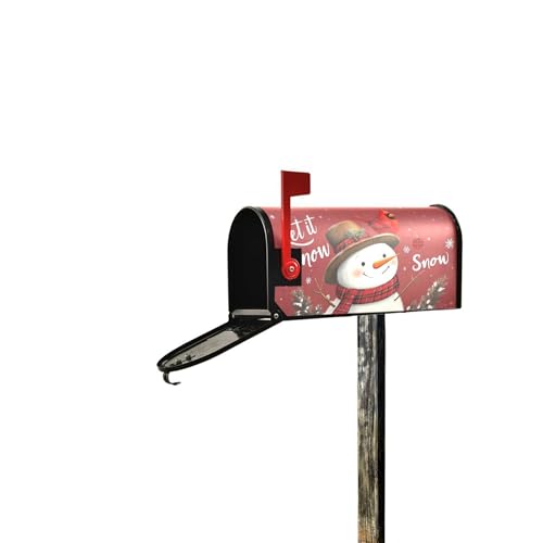 Image of Winter Snowman Red Magnetic Mailbox Covers Let it Snow Cardinal Birds Christmas Mailbox Cover Standard Size Full Magnet Garden Yard Porch Mail Boxes Cover Holiday Decorations 21 inch L x 18 inch W