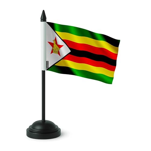 Drapeau de table Zimbabwe en polyester 14x21cm pour une décoration de buffet thématique