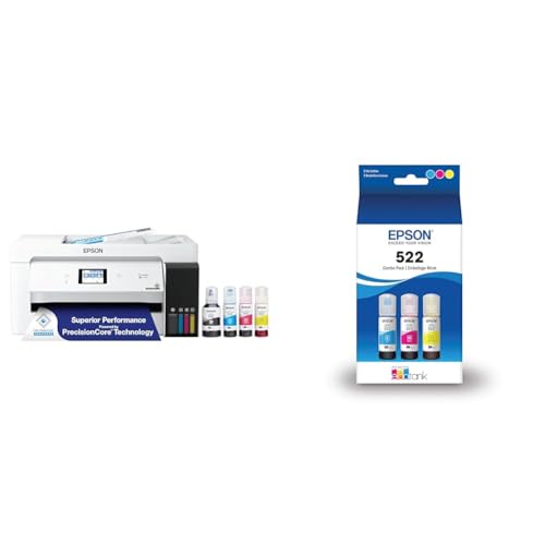 Image of Epson EcoTank ET-15000 Wireless Color All-in-One Supertank Printer with Scanner & 522 EcoTank Ink Ultra-high Capacity Bottle Color Combo Pack