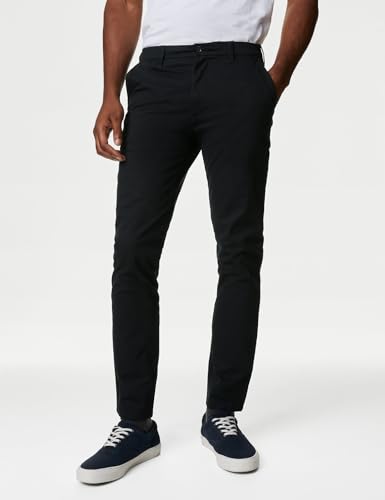 Image of Marks & Spencer Mens Solid Mid Rise Slim Fit Chinos