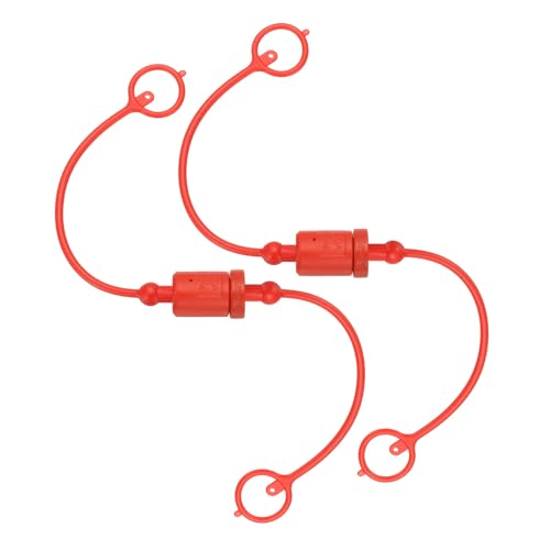 Image of PATIKIL 1 /4 inch ISO-A Hydraulic Coupler Male Dust Cap and Female Plug Cover, Set of 2 Rubber Quick Disconnects Port Plug Cover Fittings Red Cap with Retention Ring