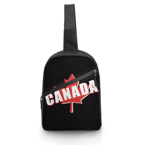 Canada Canadian Flag Logo Chest Bag Foldable Crossbody Unisex Pack Travel Hiking Adjustable Shoulder Straps Sling Bags