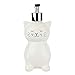 Isaac Jacobs White Ceramic Cat, Liquid Soap Pump/Lotion Dispenser with Chrome Metal Pump (Holds Up to 12 Oz) - Great for Bathroom, Kitchen Countertop, Bath Accessory (Cat)