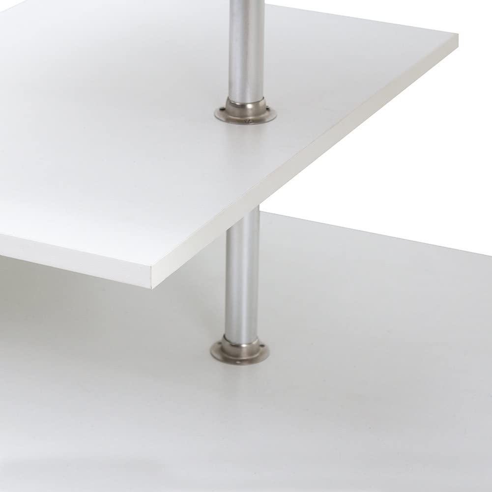 BAKAJI Mesita de salón Blanca para Sala de Estar, café, para Ordenador, Mesa de salón Lateral, sofá con Doble Estante y Estructura de Madera, diseño Moderno, 41 x 91 x 52,6 cm, decoración para el