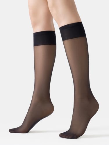 Image of MOOCHI Women's Sheer Knee High Stockings 6 Pairs 20 Denier Nylon Socks