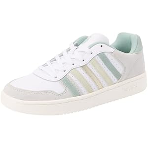 K-Swiss Women's Court Palisades Sneaker 6 White/Canary Green/Frosty Green/Champagne Gold