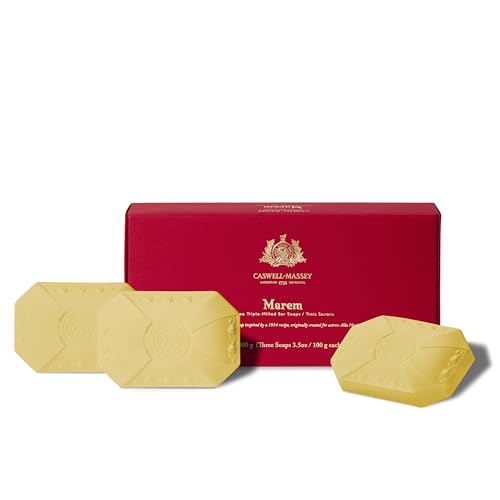 Image of Caswell-Massey Marem Natural Bar Soap for Women, Moisturizing Body Soap Bar for All Skin Types, Made with Essential Oils & Plant-Based Formula for Soft Skin, Made in USA, 3x3.5 oz Gift Set