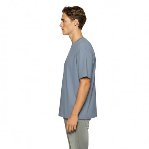 Image of Van Heusen Men's Premium Cotton Oversized Drop Shoulder Brand Logo T-Shirt