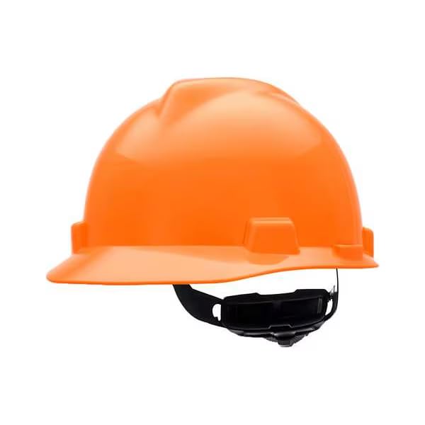 Front Brim Hard Hat, Slotted Cap, Type 1, Class E, Fas-Trac Ratchet Suspension, Orange, Mfr: 488146-A