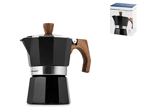 Officine Standard 602574 Kaffeemaschine, Aluminium, Holzoptik-Griff, Tassen 3, 3 Tassen Cover