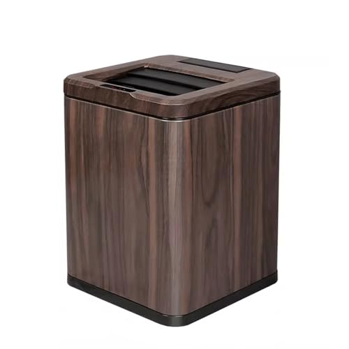 Compost bin Kitchen/Garbage Intelligent Sensor Trash Can High-Grade Electric Rechargeable Wood Grain with Lid Living Room Bedroom Kitchen Household Step Trash can(Ebony,10L)