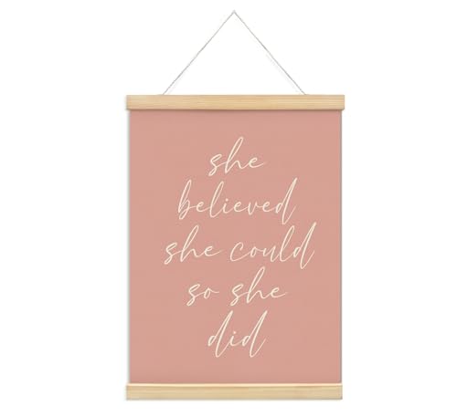 foedor She Believed She Could So She Did Wall Art,Preppy Pink Gir...