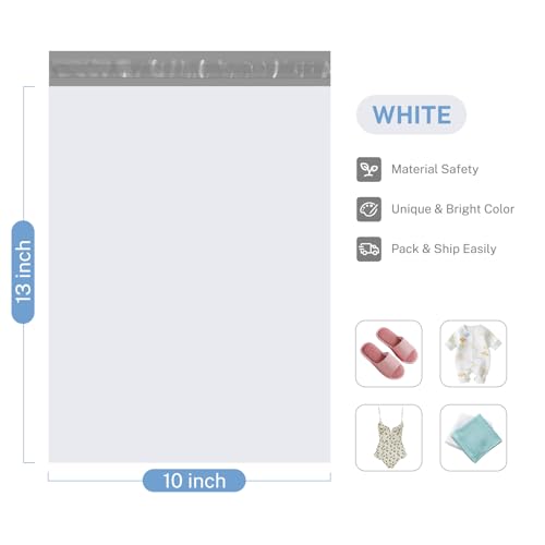 Image of Metronic Poly Mailers 10x13 1000Pcs, Small Shipping Bags for Clothing, Waterproof Mailers Poly Bags for Small Business, Shipping Envelopes Mailing Bags for Business, White