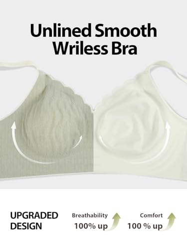 Wireless Bras for Women, Extremely Comfortable Seamless Bra lace Bralettes Adjustable Straps Minimizer Everyday Bra (34C-40DD)