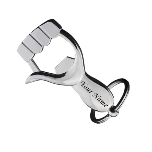 Image of Multifunctional Bottle Opener Customized /Personlised Your Name On Keychain - Durable Key Ring Opener for Beer Bottles - Ideal Gift for Men and Women Pocket Size Easy to Carry (Silver Shine)