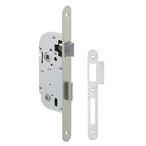METALUX série 262 - Serrure à encastrer Réversible Têtière bouts ronds avec gâche pour porte en bois Porte de chambre Toilettes Bureau Salle de bain ou séparation...