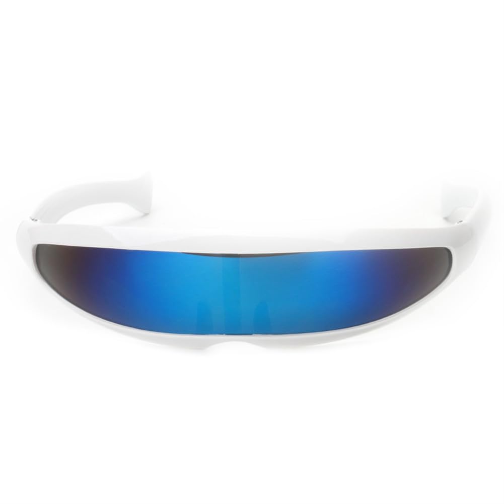 zalati Eyewear Eye Narrow Glasses Funny Eyes Glasses White Frame Blue Lens for Favor Photo Props Holiday Prom Dress Party