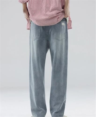 Men's Vintage Baggy Jeans Fashion Fabric Straight Casual Trousers High Waist Personalized Denim Pants3