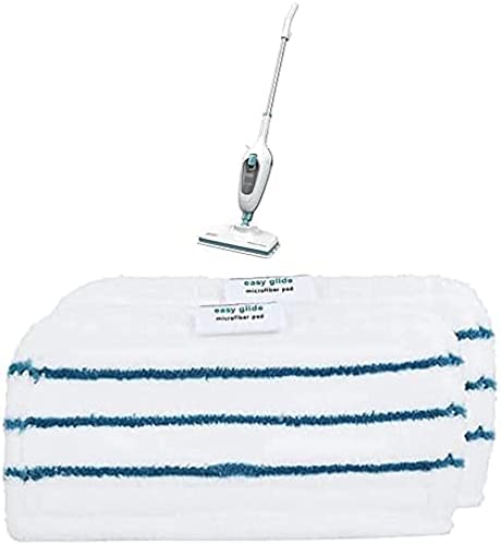 Bundle of Balai à vapeur BLACK+DECKER FSM13E1-QS Steam Mop, 380 ml, 1300 W, blanc/bleu + BLACK+DECKER - Lot de 2 Patins Multi Surfaces pour Balais à Vapeur FSMP20-XJ