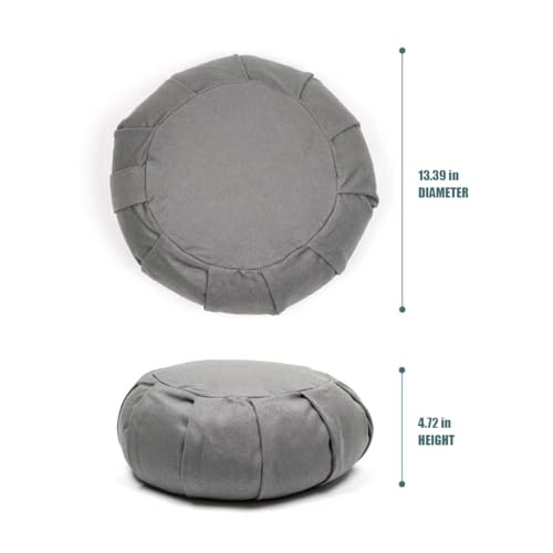 Myga Zafu Yoga Meditation Cushion with Washable Cover - Floor Cushion Pillow with Natural Buckwheat Filling - Soft Round Cotton Design for Meditating or Pranayama Exercises - Image 3