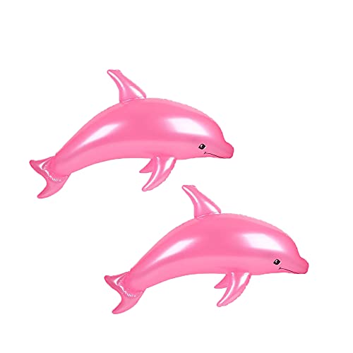 Zugar Land Huge 40" Pink Pearlized Dolphin Inflate Inflatable Pool Toy Beach Poolside Aquatic Themed Decor Birthday Party Buffet Table Decoration (2 Pack) #TOP9