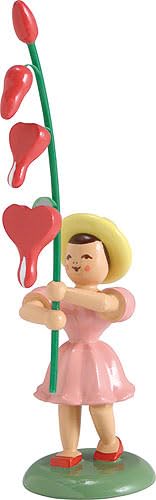 Fleur Enfant cœur saignant coloré 12cm objet déco design