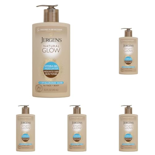 Jergens Natural Glow Hydra Gel Self Tanner, Medium to Deep, 8.3 Fl Oz (Pack of 5)
