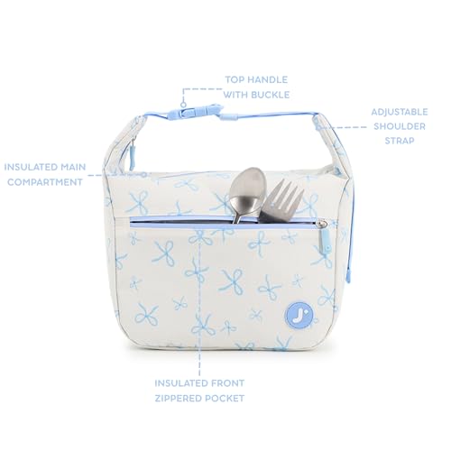 J World Lane Modern Lunch Bag with Shoulder Strap. Small Lunch Tote for Women and Men, Blue Bows by J World New York - Used condition - Image 4