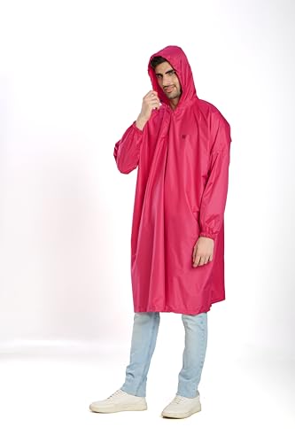Image of Zeel Unisex Outdoor Rain Poncho for Adult, Waterproof, Lightweight & Packable, Polyester Pullover Full Sleeves Hooded Rainwear, Raincoat for Camping, Hiking, Travelling (AZ33, Free Size) (Gajari)