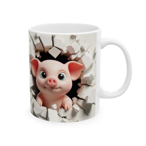 Jm-Déco Mug bébé Cochon - Idée Cadeau - Tasse Originale en céramique Enfant ou Adulte